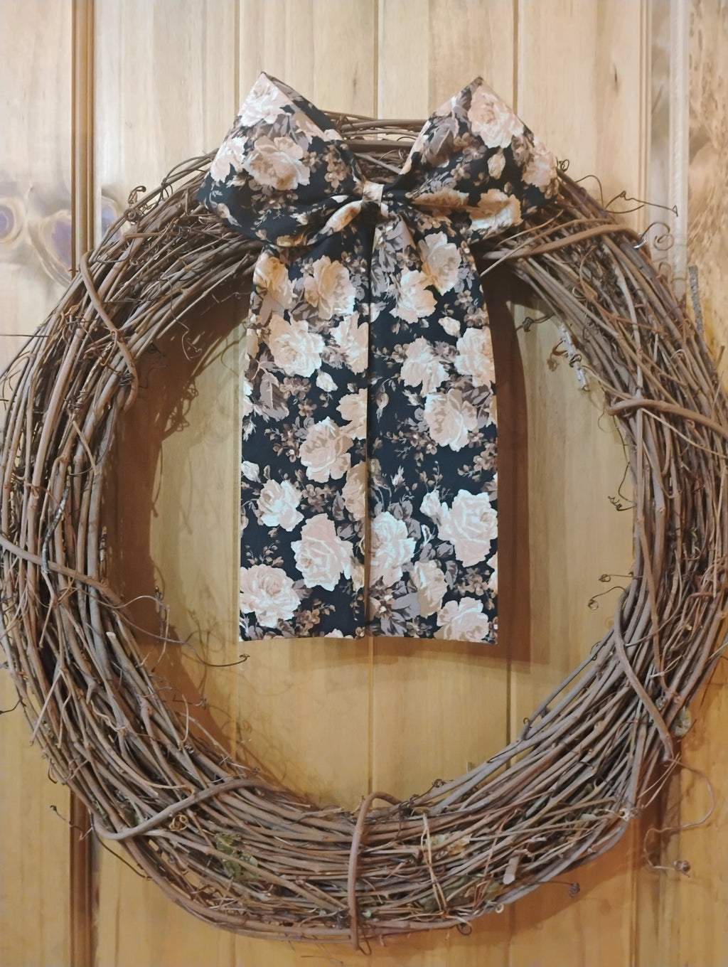 Black Floral Bow: Large Wreath or Garland Bow with Alligator Clip