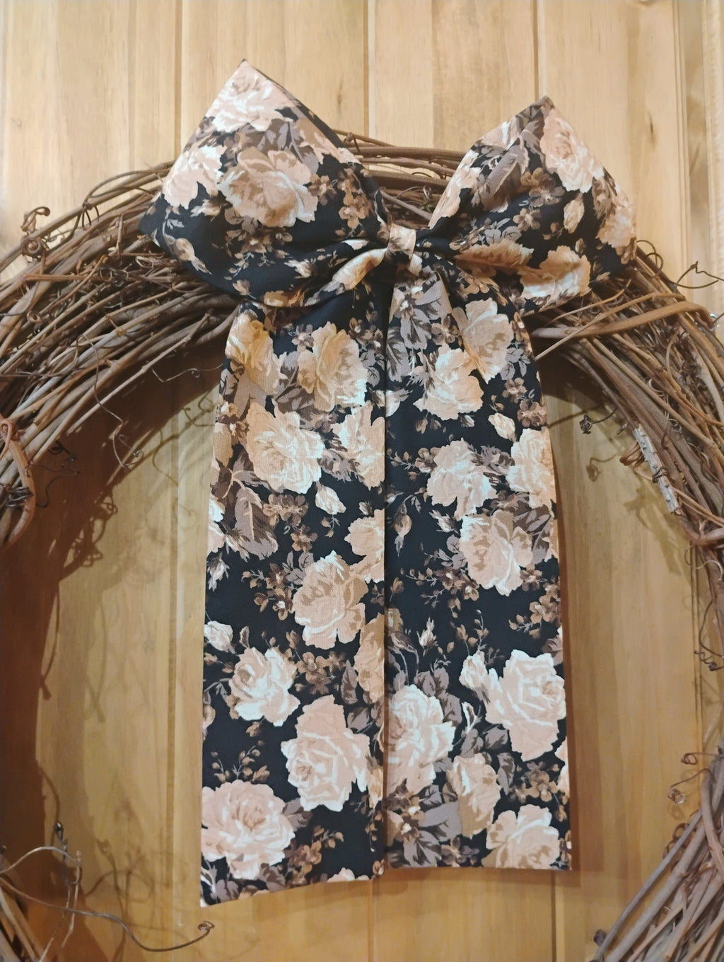 Black Floral Bow: Large Wreath or Garland Bow with Alligator Clip