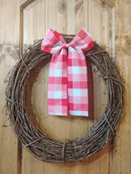 Red and Pink Gingham Bow: Large Wreath or Garland Bow with Alligator Clip