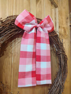 Red and Pink Gingham Bow: Large Wreath or Garland Bow with Alligator Clip