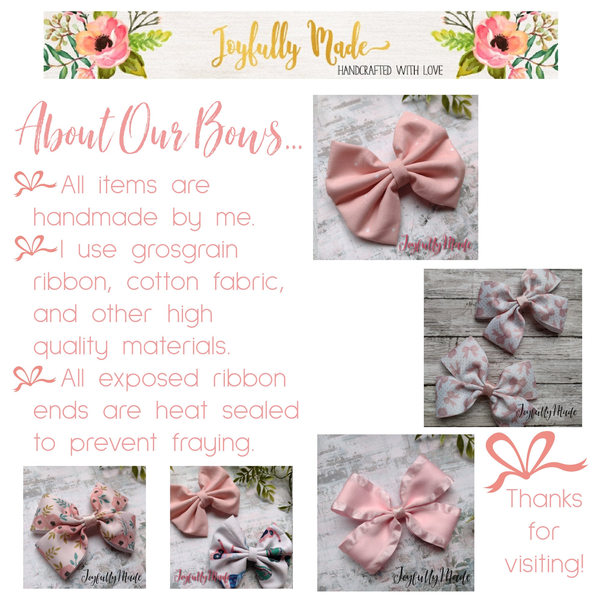 Cream Cotton Hair Bow with Tails - 4x6 inches