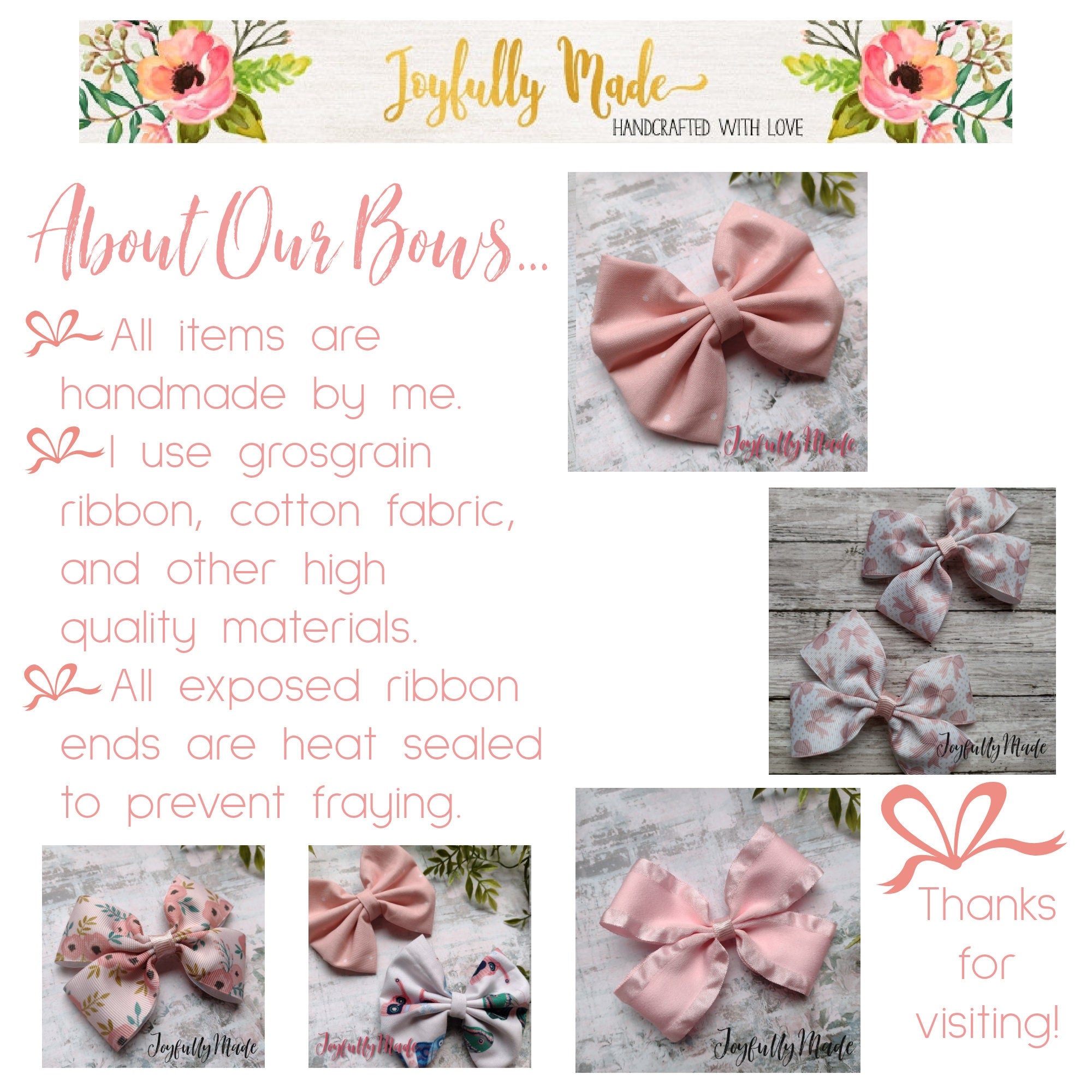 Dainty Blue Floral Hair Bow: Cotton Alligator Clip or Headband