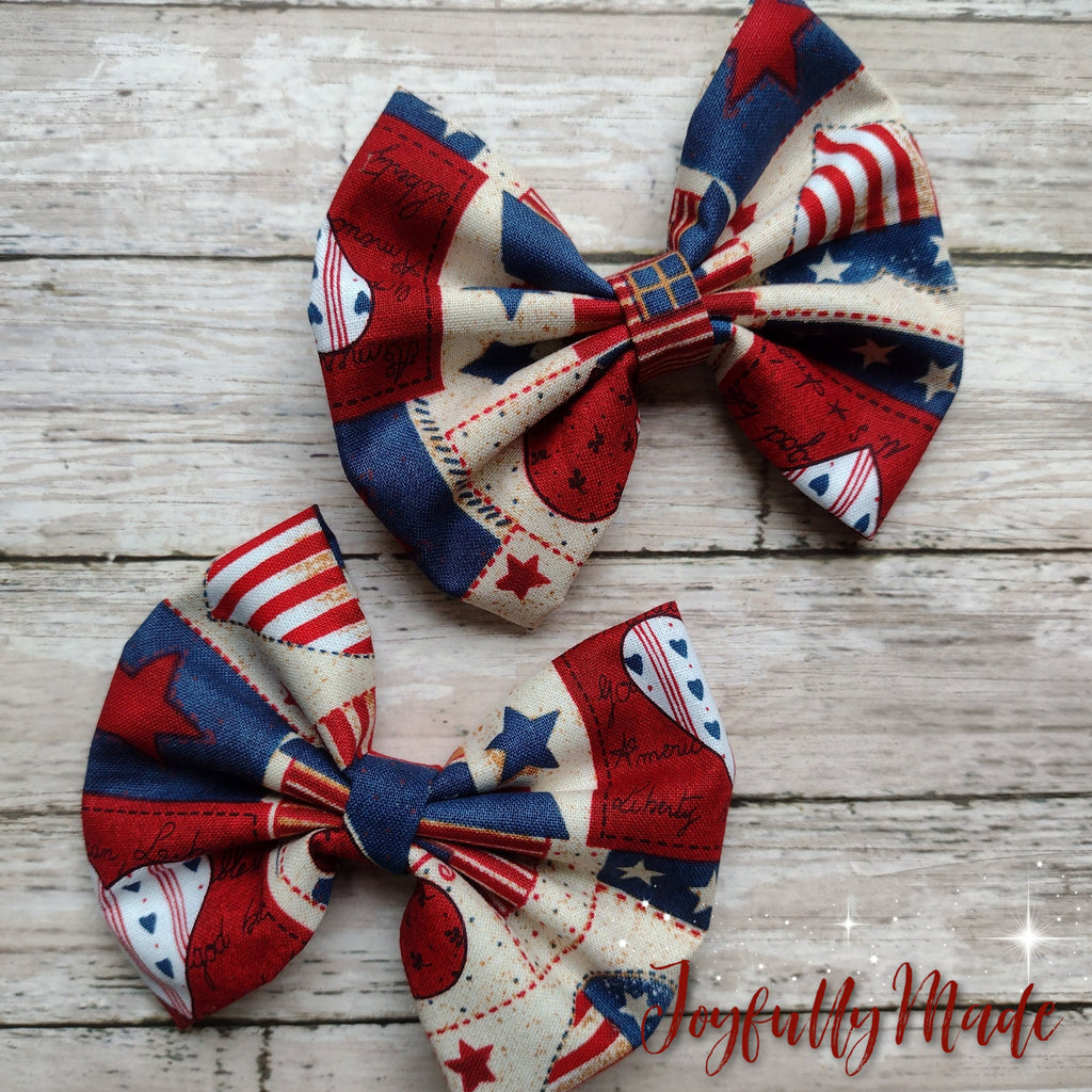 Americana Hair Bow, Patriotic 4th of July Headband