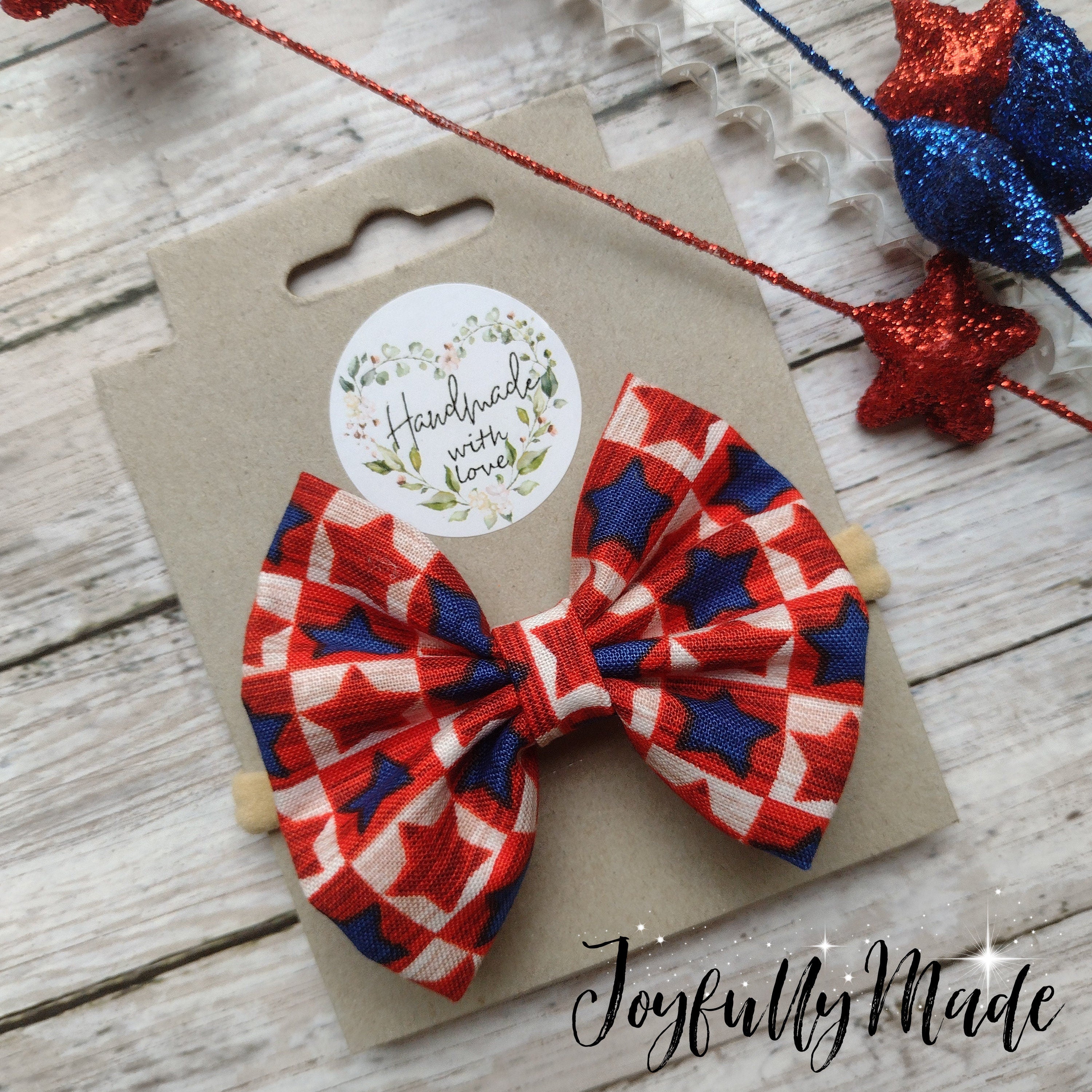 American Flag Hair Bow: Patriotic Fourth of July Headband