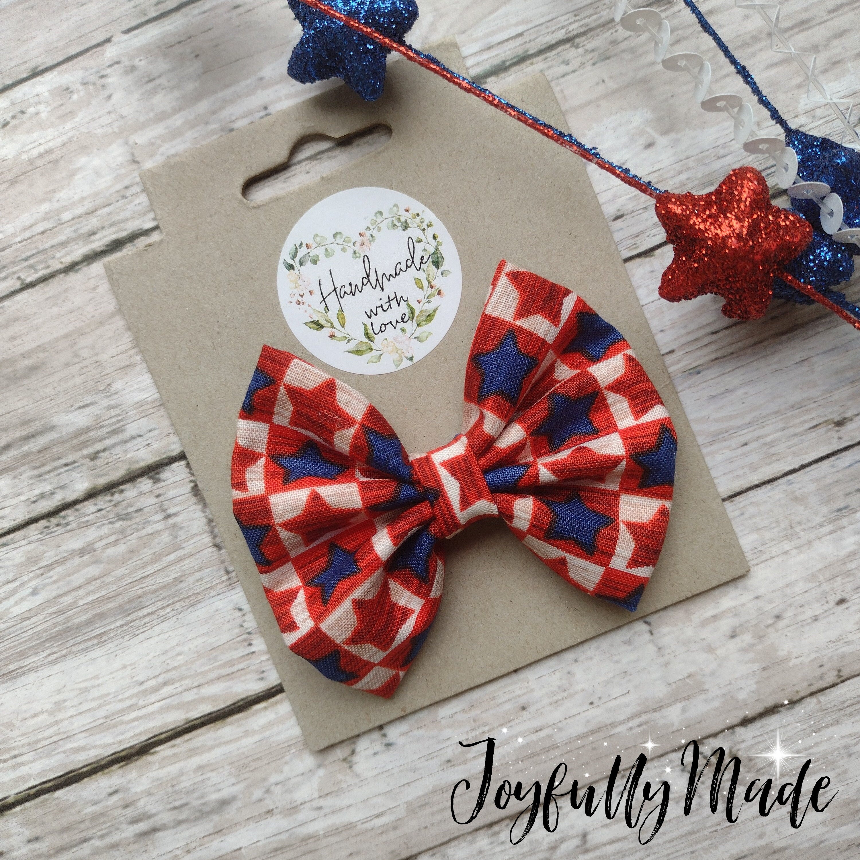 American Flag Hair Bow: Patriotic Fourth of July Headband