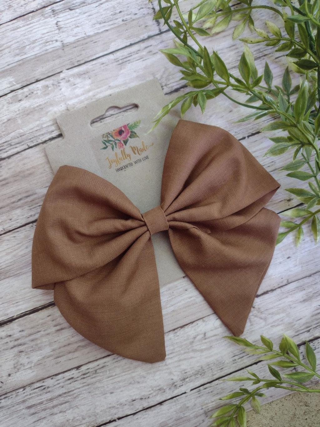 Brown Cotton Hair Bow, Headband, or Ornament
