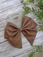 Brown Cotton Hair Bow, Headband, or Ornament