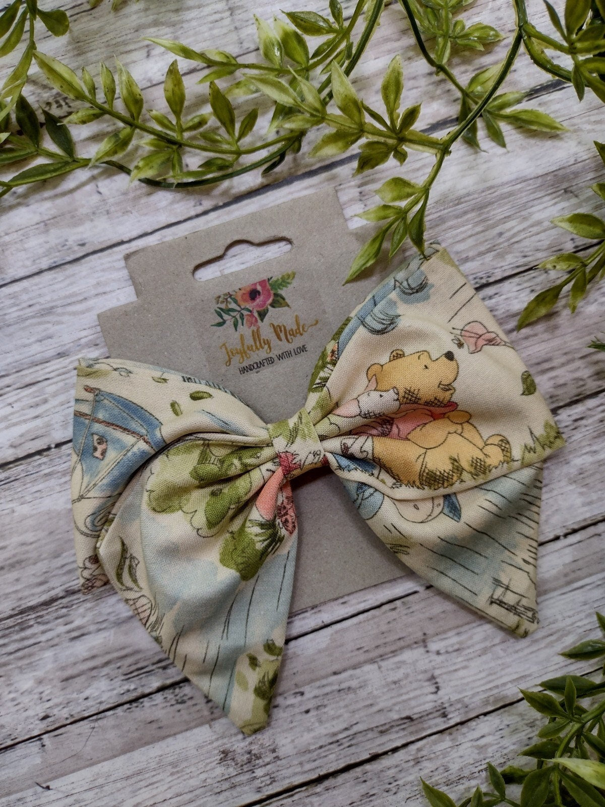 Winnie the Pooh Sailor Bow: Handmade Cotton Hair Clip, Headband or Ornament