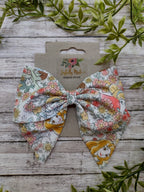 Princess Floral Sailor Bow: Handmade Cotton Hair Clip