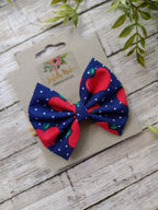 Apple Hair Bow: Handmade Cotton Clip or Headband