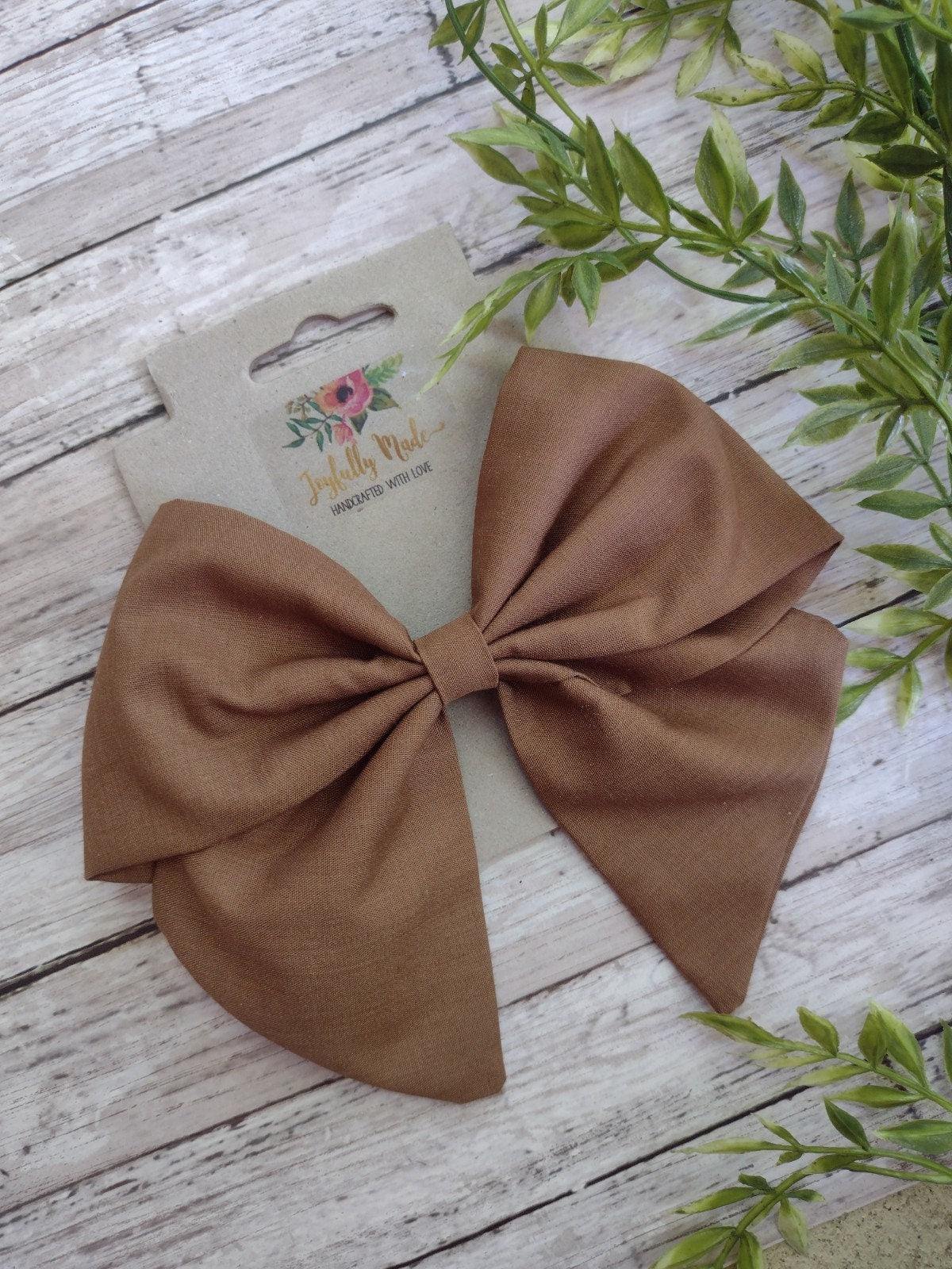 Brown Cotton Hair Bow, Headband, or Ornament