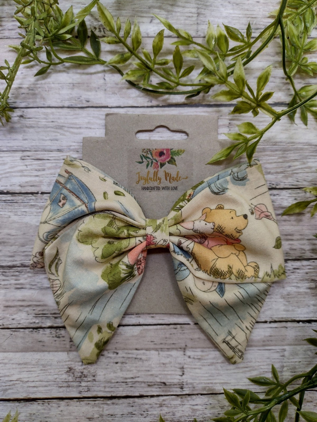 Winnie the Pooh Sailor Bow: Handmade Cotton Hair Clip, Headband or Ornament
