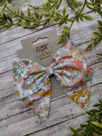 Princess Floral Sailor Bow: Handmade Cotton Hair Clip