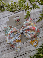 Princess Floral Sailor Bow: Handmade Cotton Hair Clip