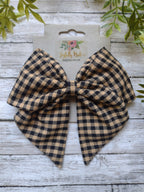 Black and Brown Plaid Hair Bow, Headband or Ornament