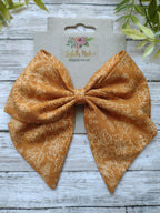 Handmade Mustard Floral Hair Bow, Headband, or Ornament