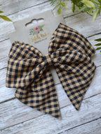 Black and Brown Plaid Hair Bow, Headband or Ornament