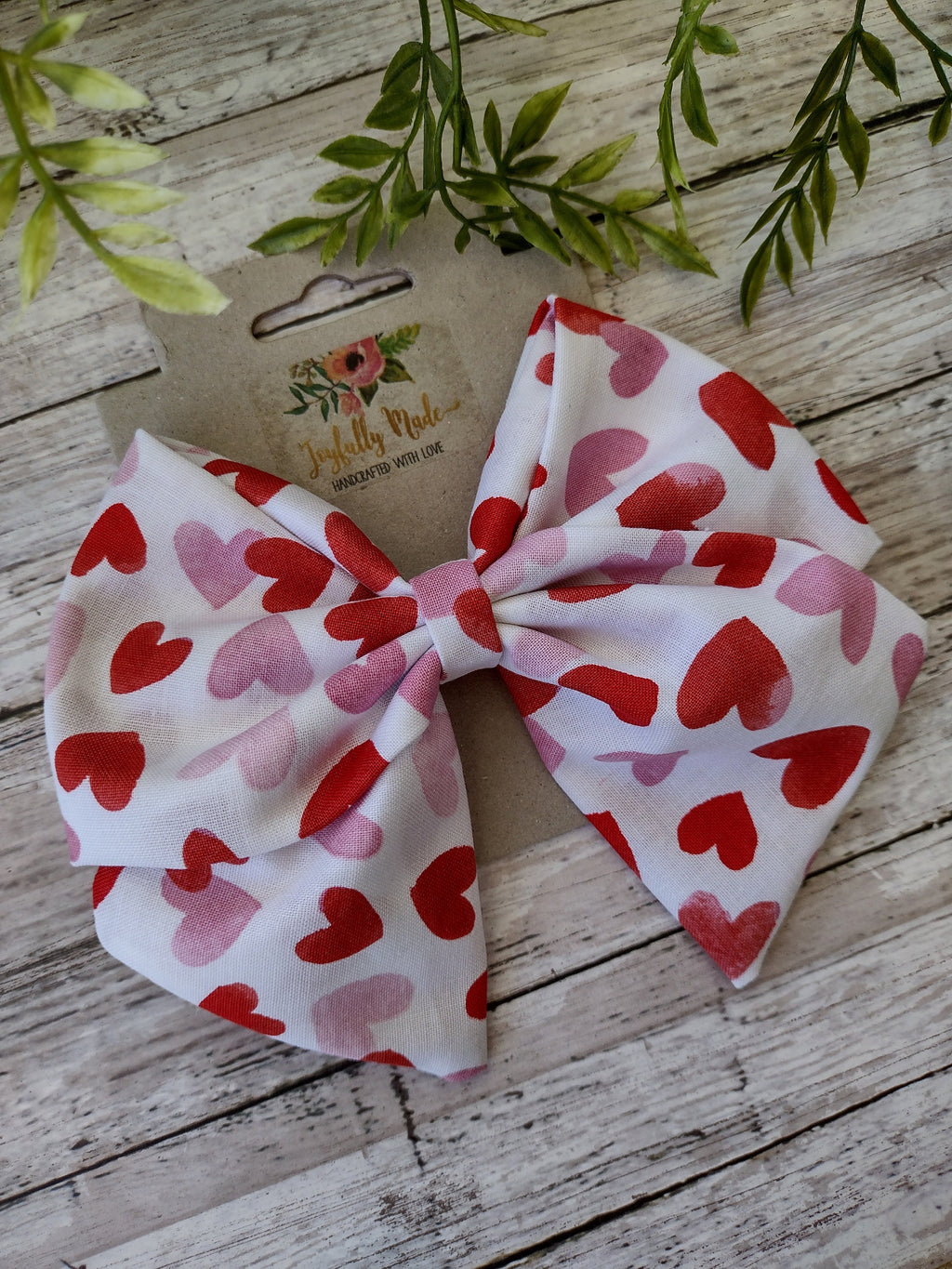 Valentine's Day Hair Bow: Handmade Cotton Sailor Bow