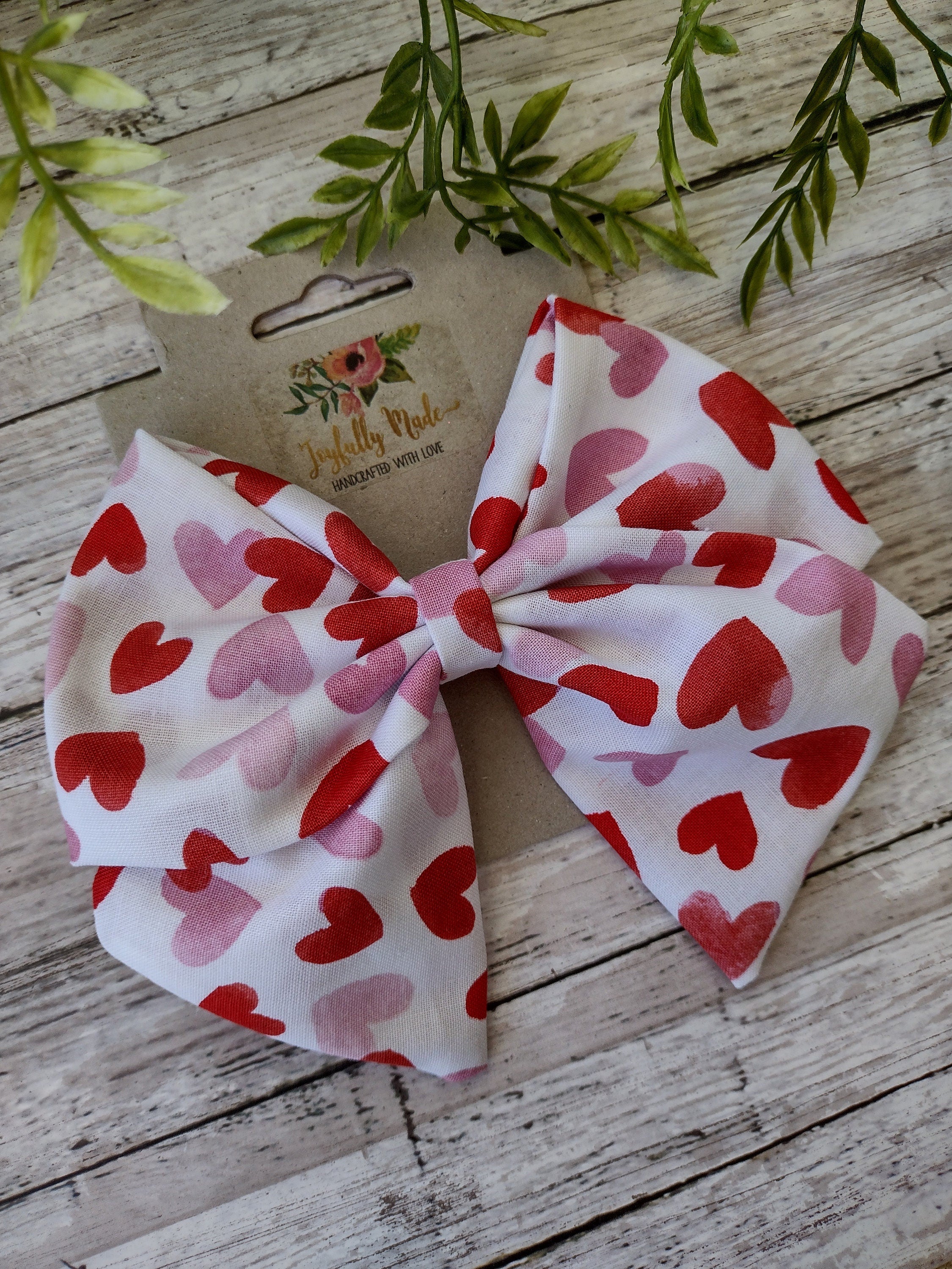Valentine's Day Hair Bow: Handmade Cotton Sailor Bow