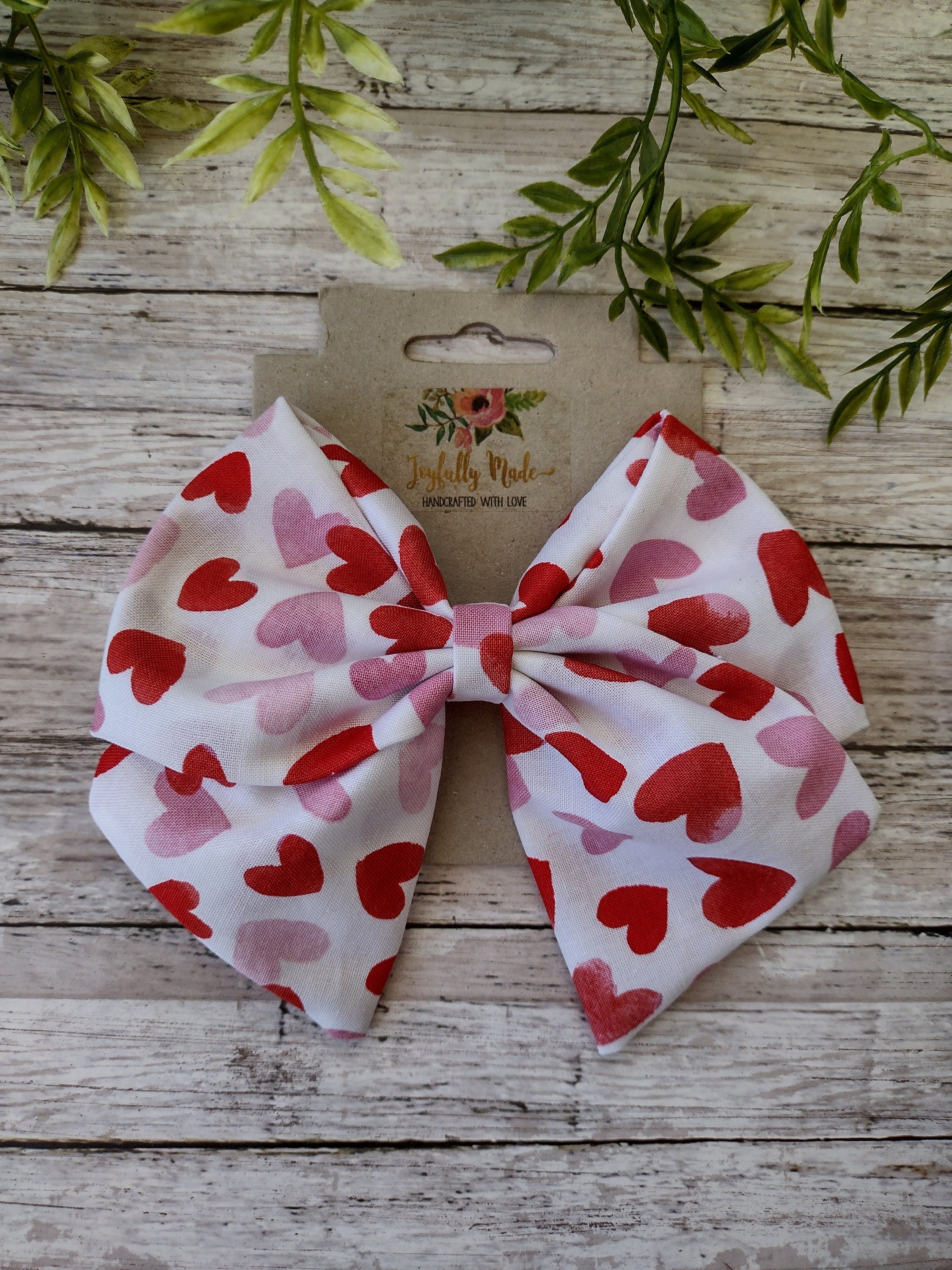 Valentine's Day Hair Bow: Handmade Cotton Sailor Bow
