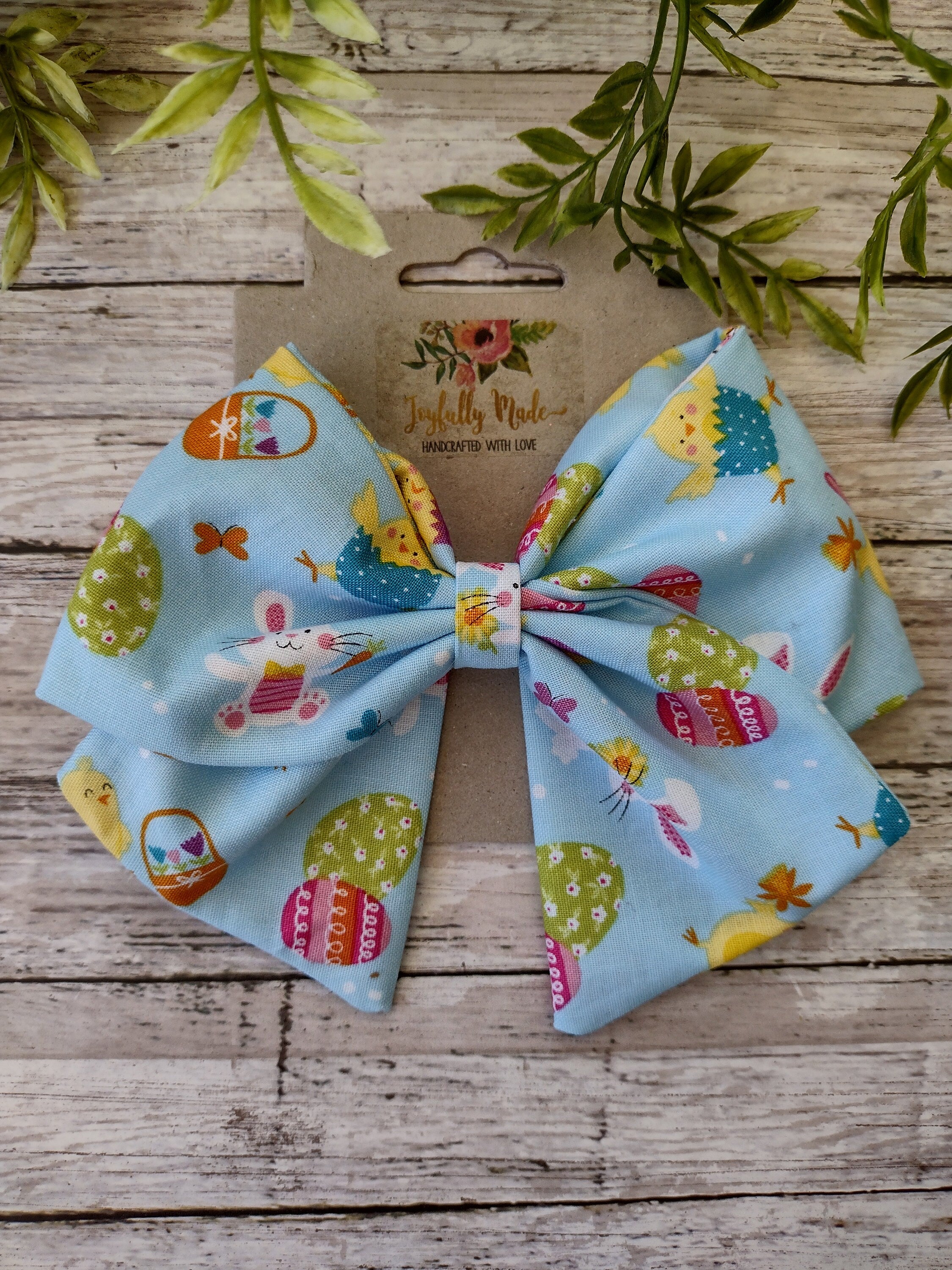 Easter Hair Bow: Handmade Cotton Sailor Bow with Alligator Clip