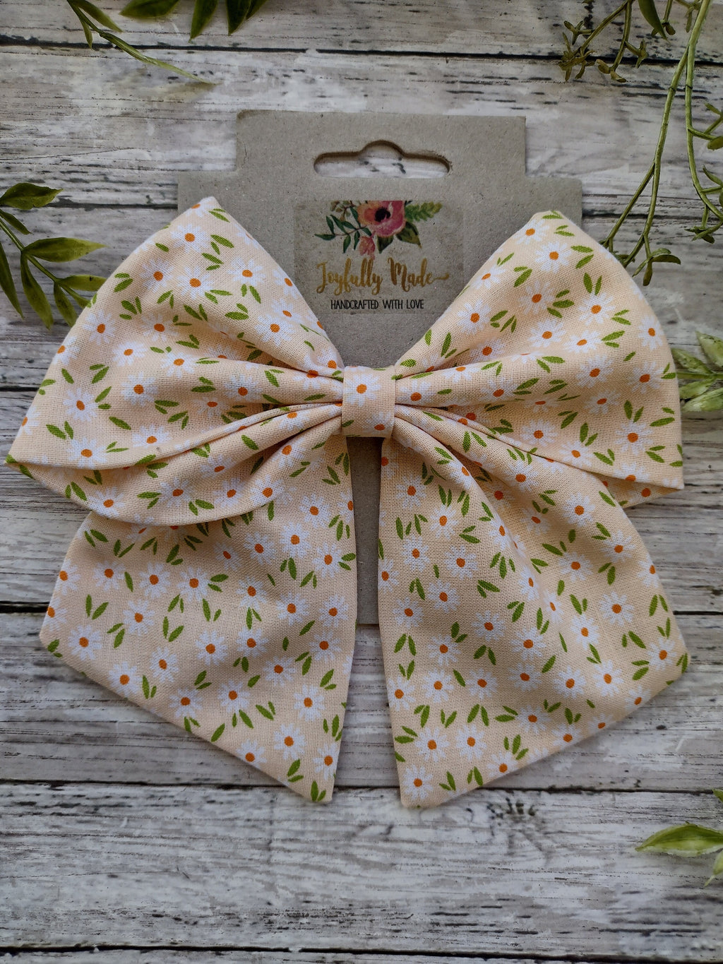 Daisy Floral Sailor Bow: Spring Cotton Hair Clip