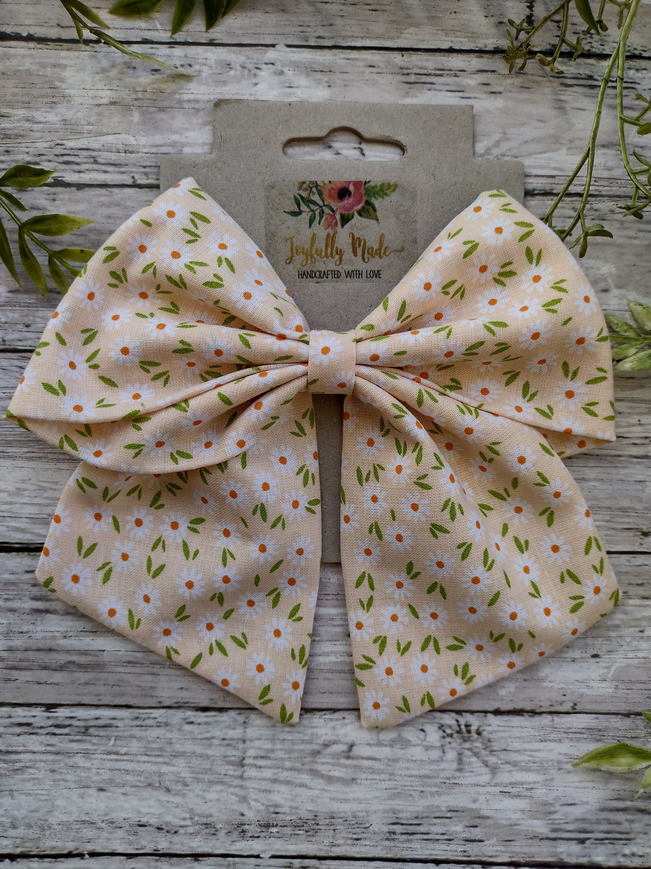 Daisy Floral Sailor Bow: Spring Cotton Hair Clip