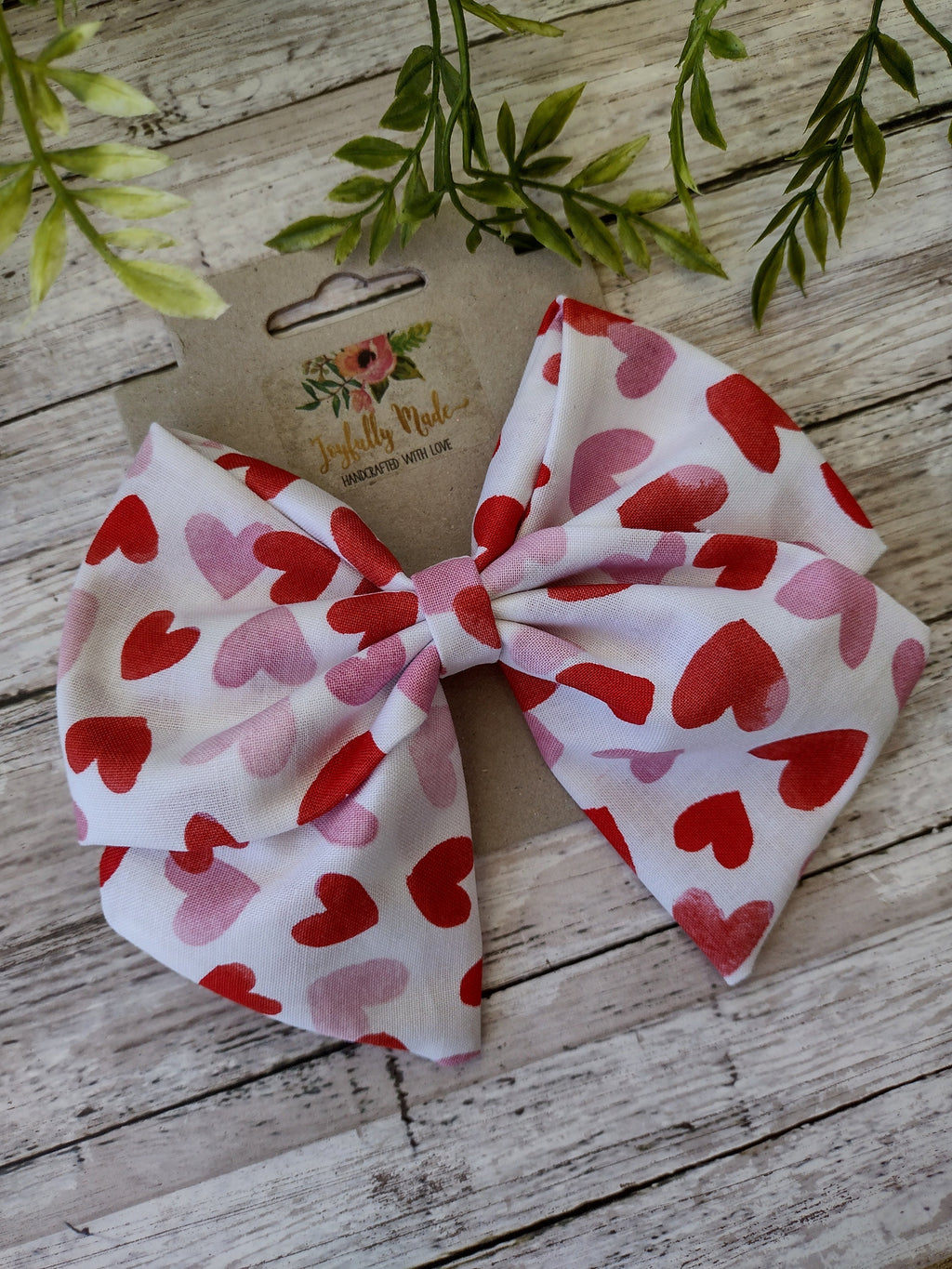 Valentine's Day Hair Bow: Handmade Cotton Sailor Bow