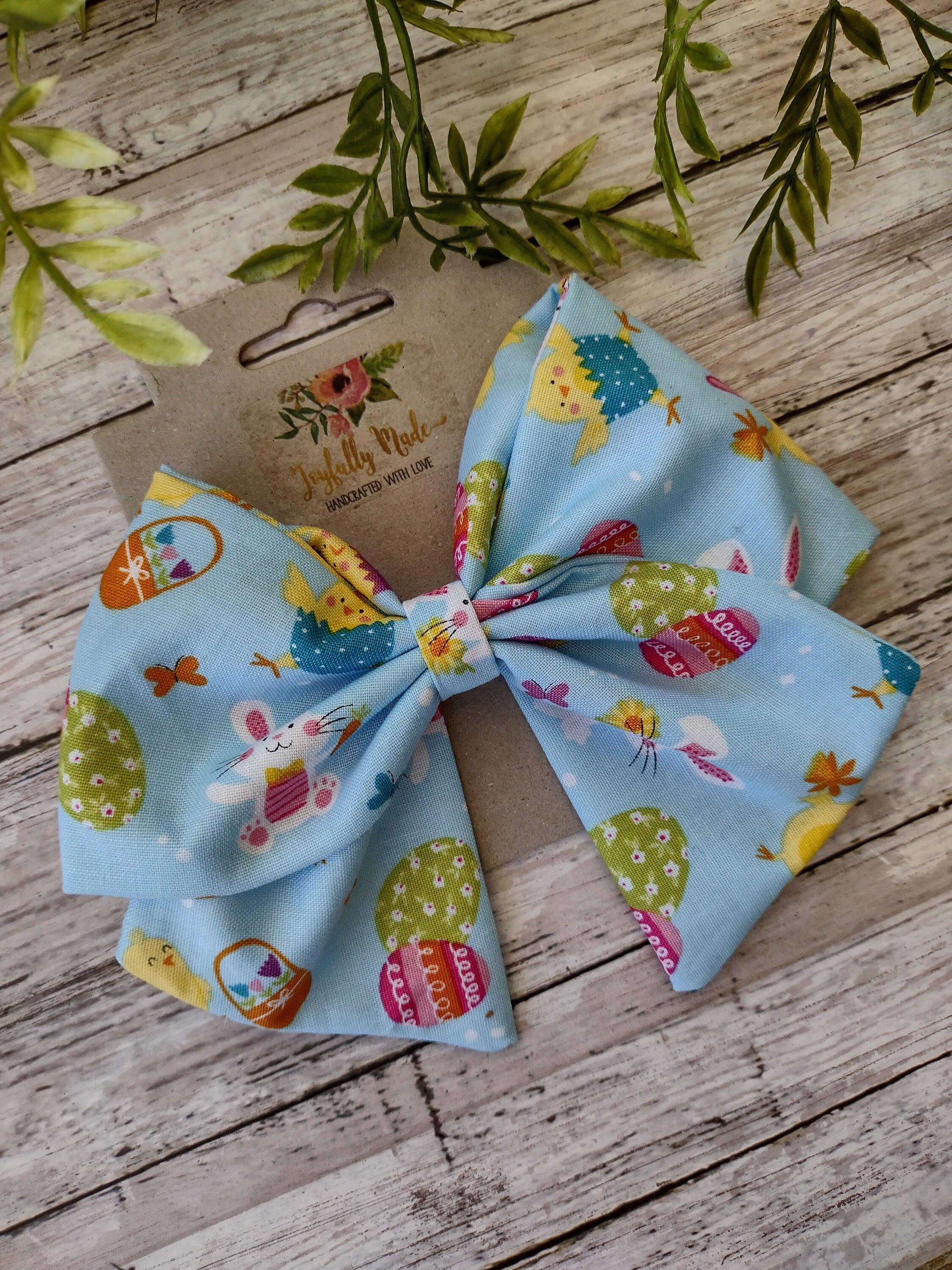 Easter Hair Bow: Handmade Cotton Sailor Bow with Alligator Clip