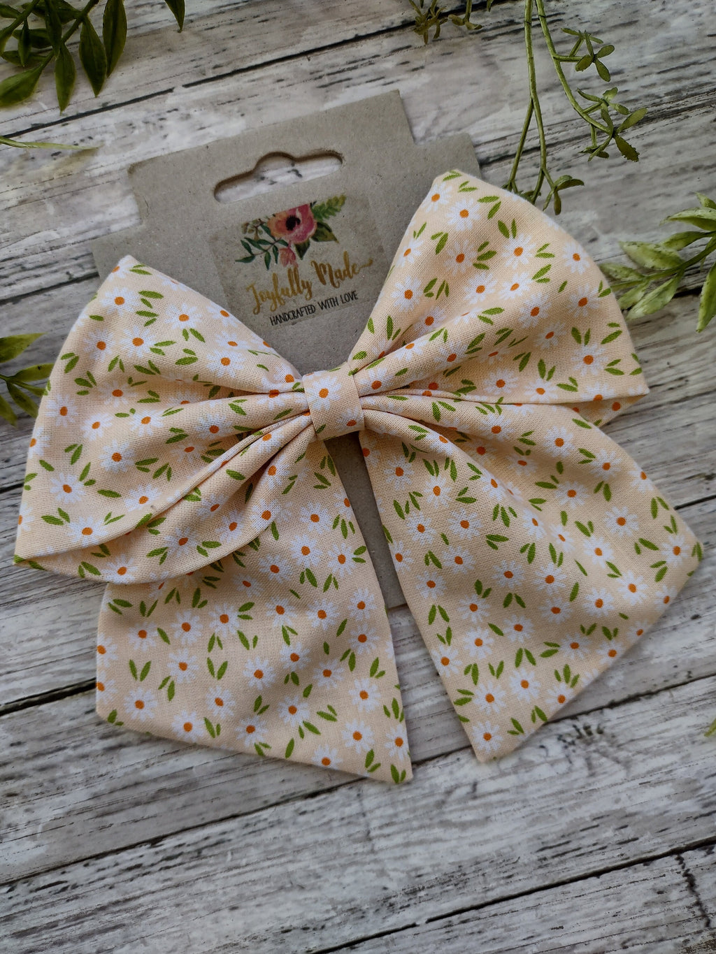 Daisy Floral Sailor Bow: Spring Cotton Hair Clip