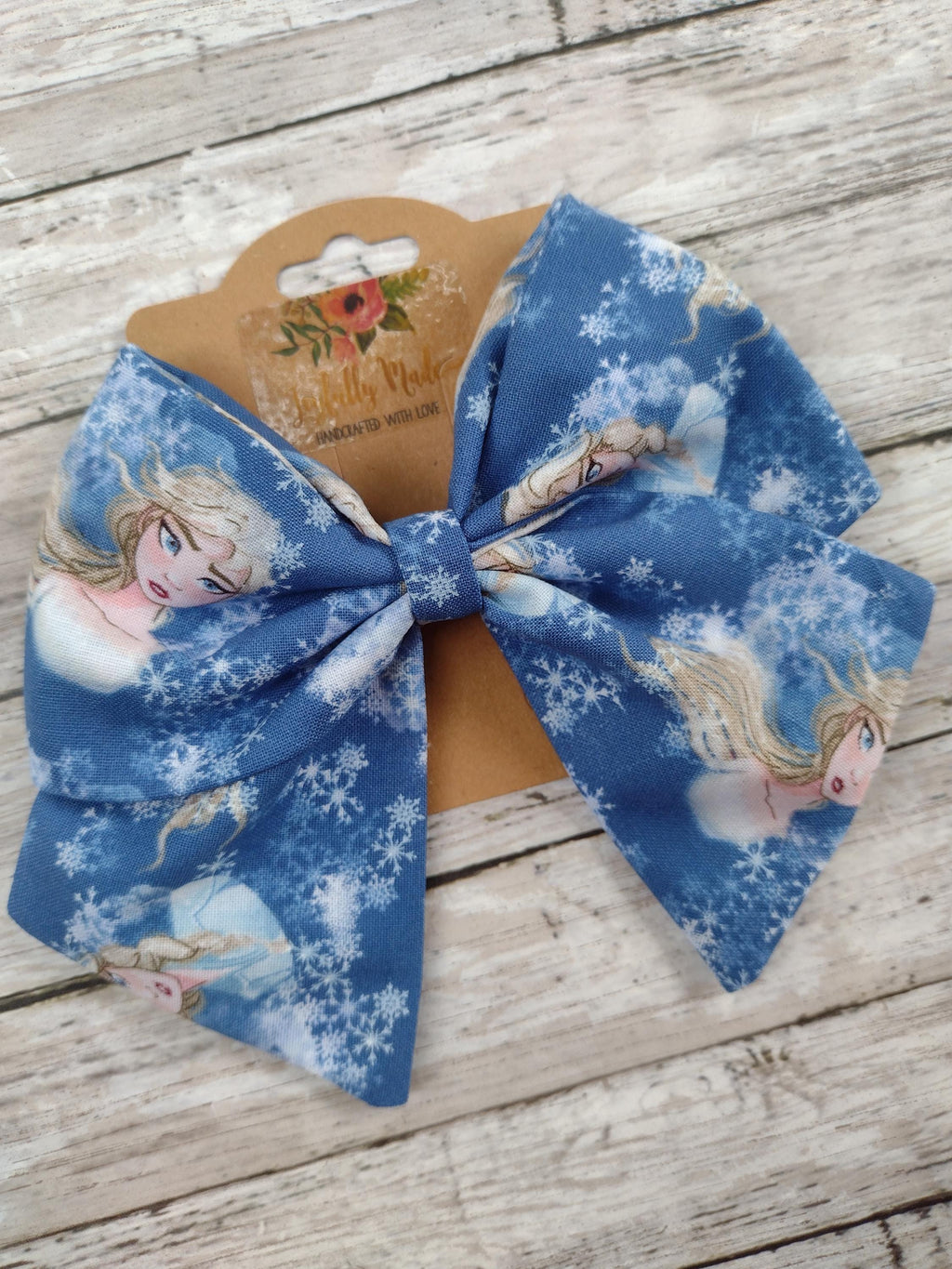 Elsa Frozen Fabric Hair Bow or Headband