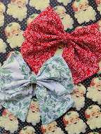 Red and White Floral Hair Bow, Headband, or Ornament