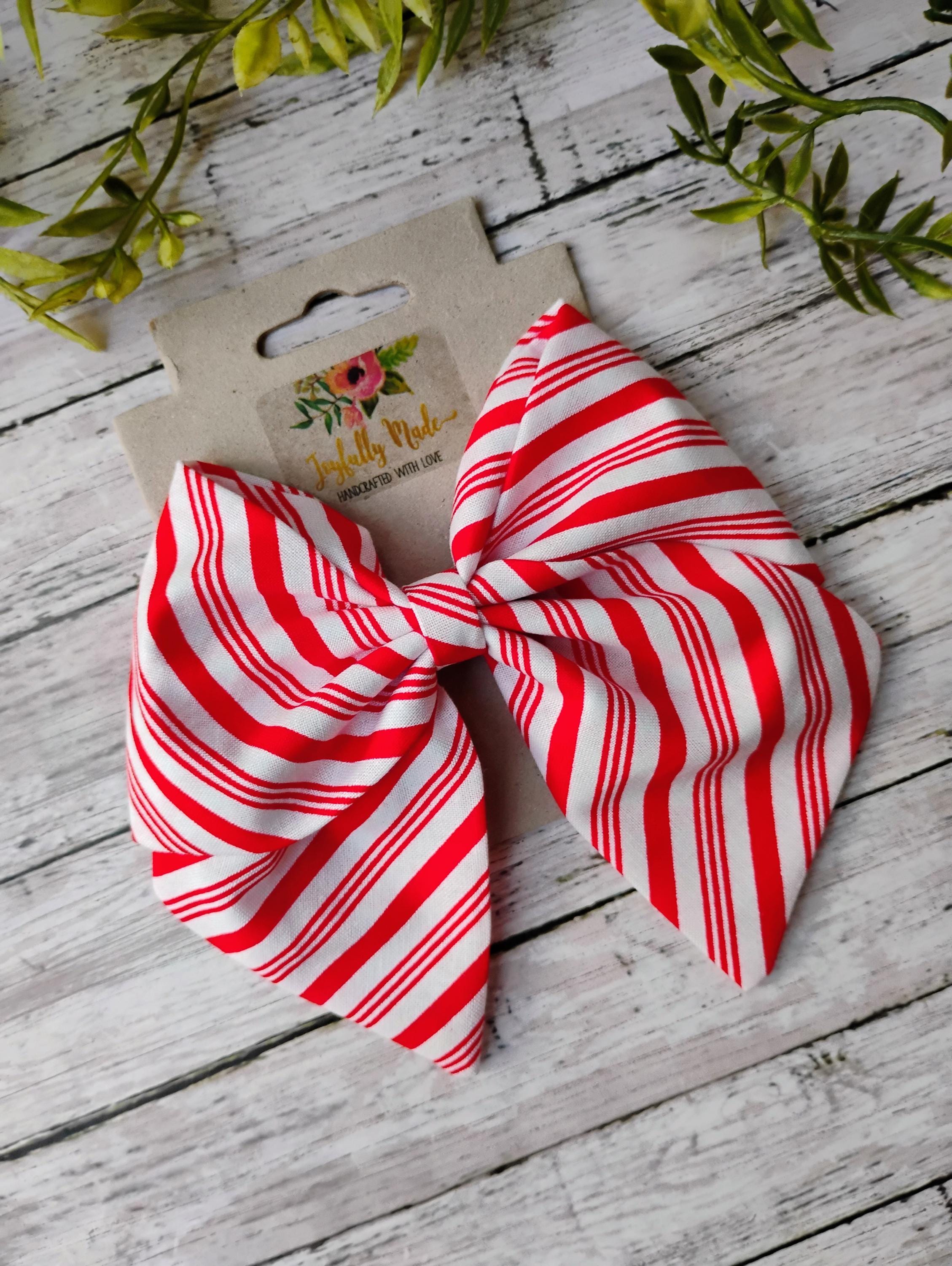 Candy Cane Hair Bow: Christmas Peppermint Clip, Headband or Ornament