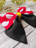 Minnie Mouse Inspired Hair Bow: Handmade Cotton Fabric Coquette Style