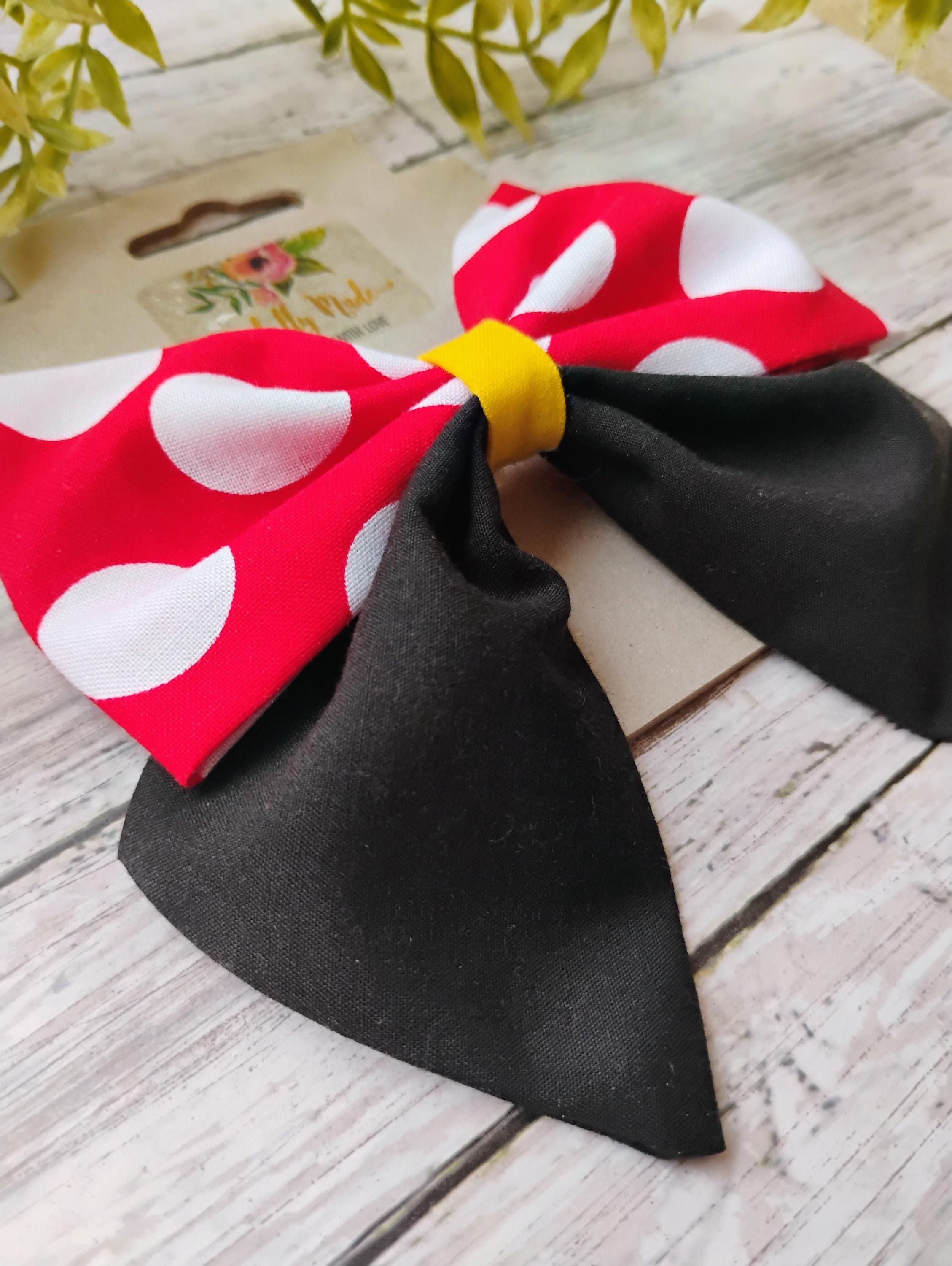 Minnie Mouse Inspired Hair Bow: Handmade Cotton Fabric Coquette Style