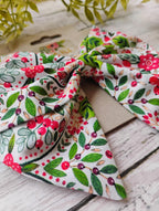 Holiday Holly Hair Bow: Christmas Damask Cotton Ornament
