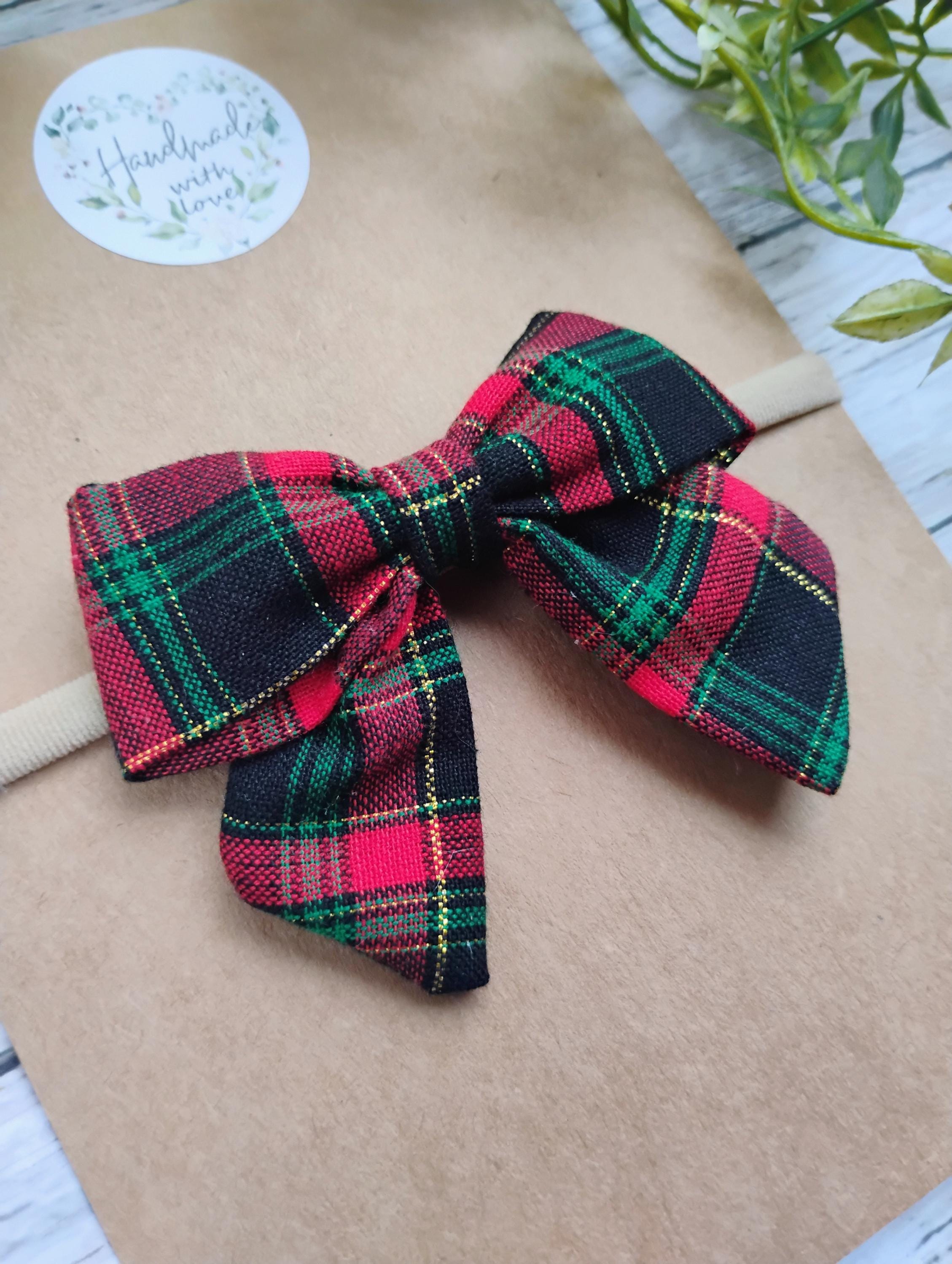Christmas Plaid Baby Headband: Holiday Hair Bow