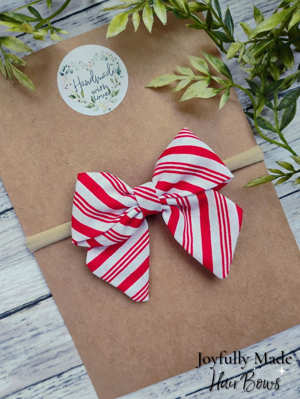 Christmas Baby Headband: Peppermint Stripe Hair Bow