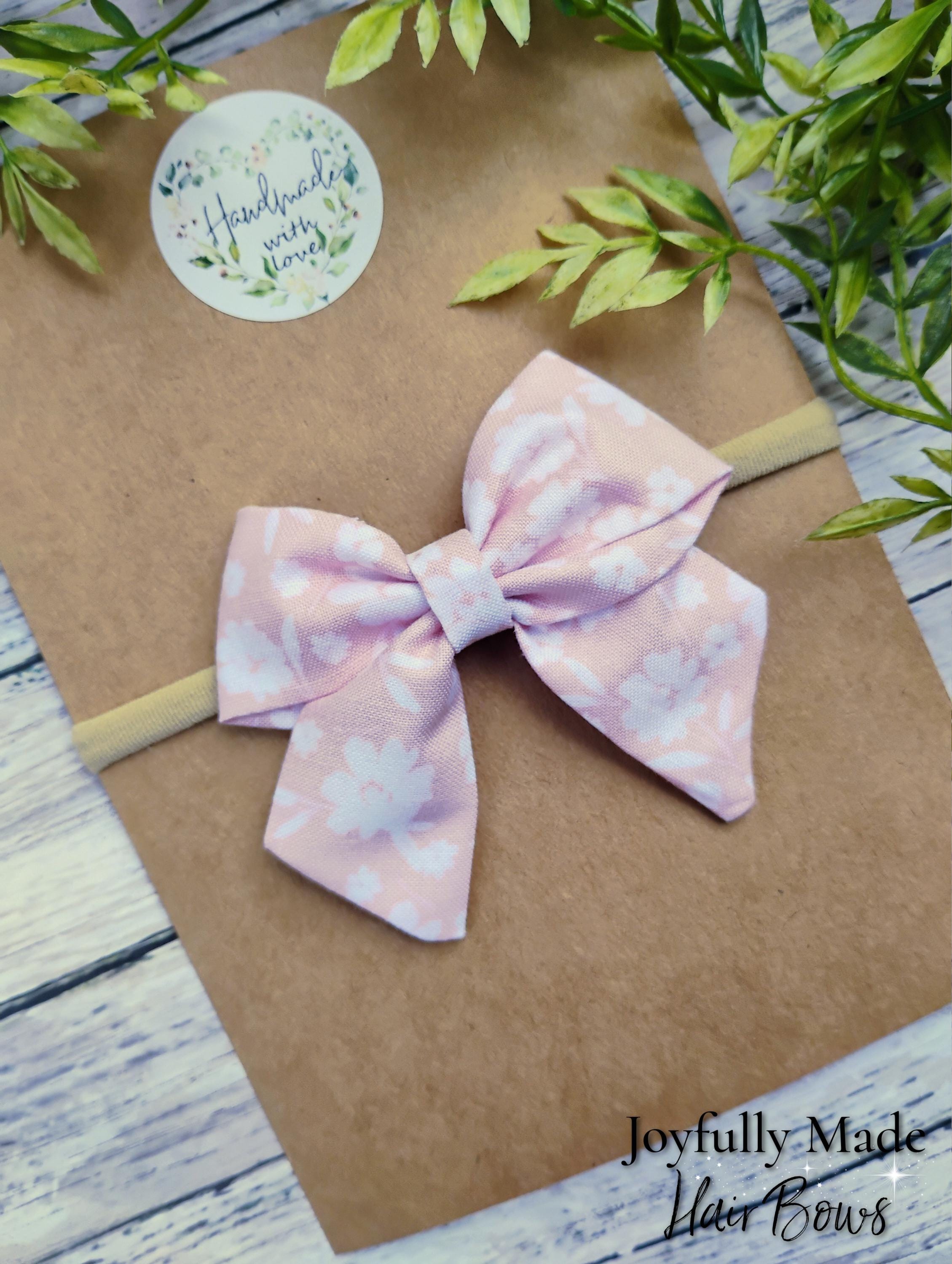 Pink Floral Baby Headband or Hair Bow