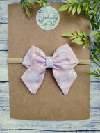 Pink Floral Baby Headband or Hair Bow