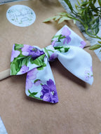 Purple Flower Baby Bow Headband or Hair Bow