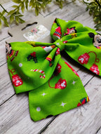 Holiday Mickey and Minnie Hair Bow: Christmas Cotton Hair Clip