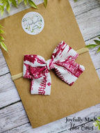Holiday Red Toile Baby Bow Headband