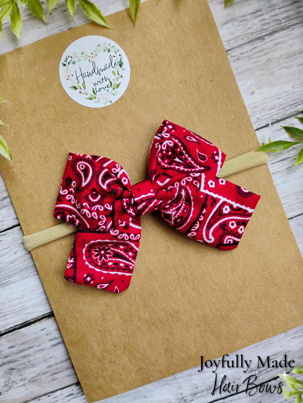 Red Bandana Baby Bow Headband or Hair Bow