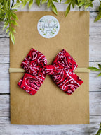 Red Bandana Baby Bow Headband or Hair Bow