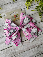 Marie Cat Hair Bow: White Kitty Cotton Fabric, Sailor Style