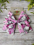 Marie Cat Hair Bow: White Kitty Cotton Fabric, Sailor Style