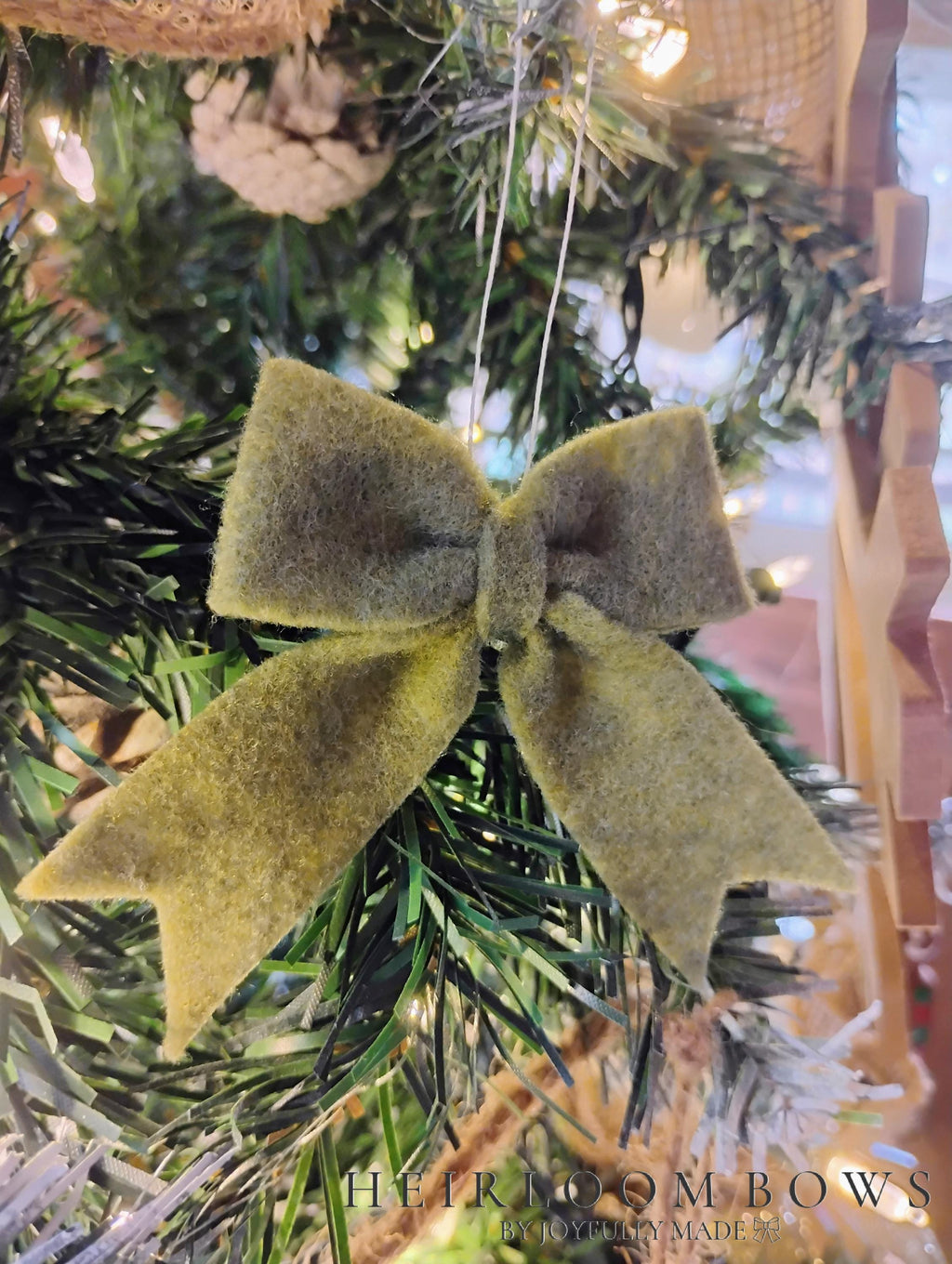 Handmade Felt Bow Christmas Ornament, Eco-Friendly Decor
