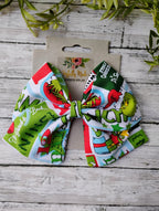 Green Guy Christmas Hair Bow, Large Cotton Fabric Hair Clip or Headband