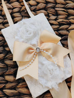 Handmade Cream Hair Bow Holder: Shabby Chic Organizer